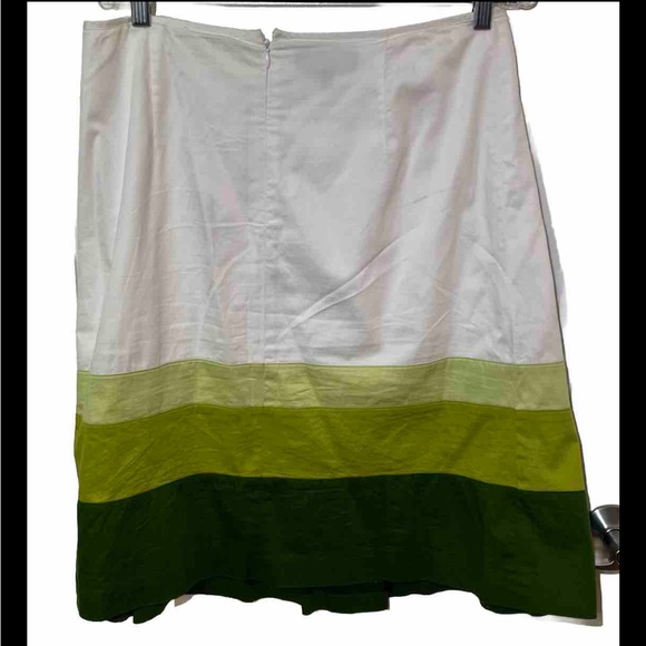 Talbots Ombre Skirt Green White Stripe A Line Pleated Front Skirt Size 8 - Picture 4 of 10